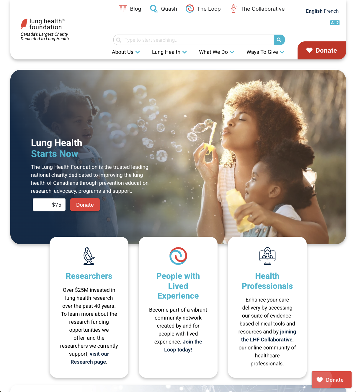 Lung Health foundation website thumbnail image